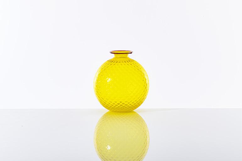 Vase Venini Acco Giallo Ginkgo Biloba – Alessandro Mendini – 44cm, Neuf