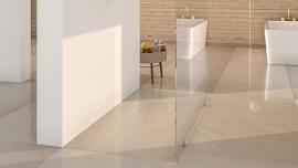 The Neolith stone becomes shower tray for "continuous" bathrooms