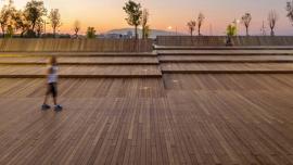 Thermally-modified American ash for Bostanli Footbridge and Bostanli Sunset Lounge