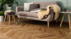 Vintage wood effect and the chevron format for Ceramica Rondine