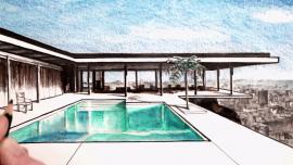 Stahl House: the Californian icon in a drawing