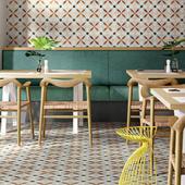 Wood, retro decorations and fabric for Sant'Agostino